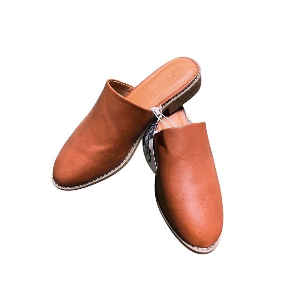 Universal Thread‎ Women's Brown Faux Leather Slip-On Mules Sandals